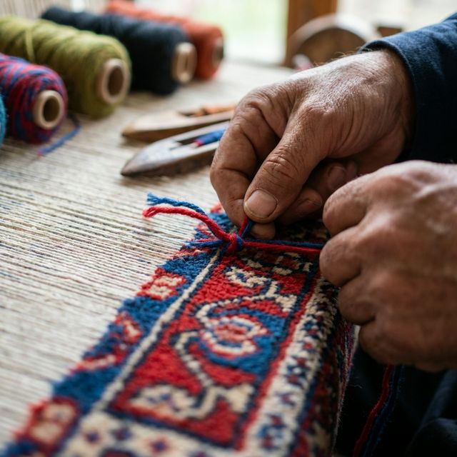 Bhadohi carpet weaving artisan at work