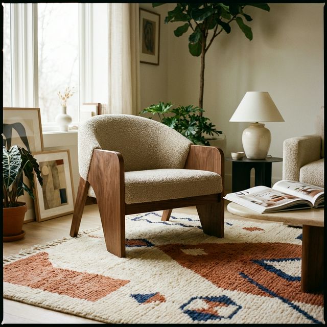 Living room with elegant carpet and modern furniture